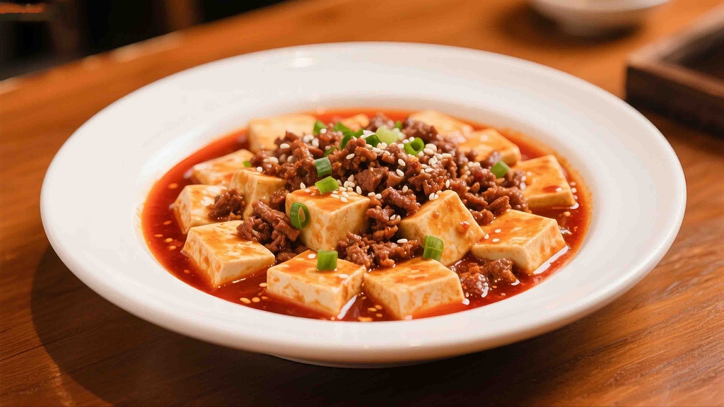 一盘美味的麻婆豆腐川菜美食美味