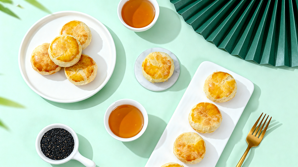 一盘美味的蛋黄酥美食美味