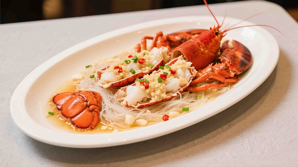 一盘美味的蒜蓉粉丝龙虾美食美味中秋美食