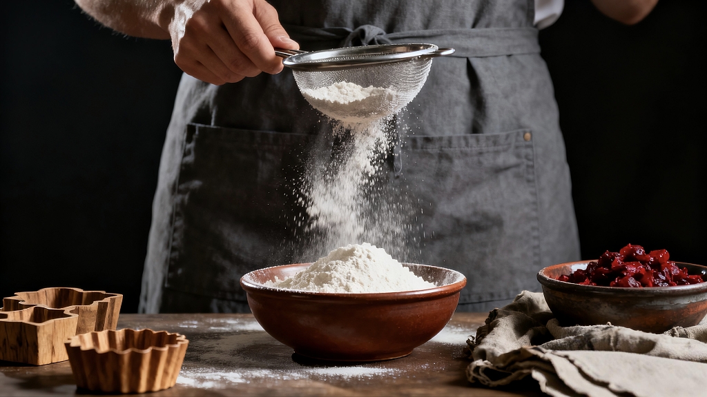 月饼制作过程手工月饼筛面粉