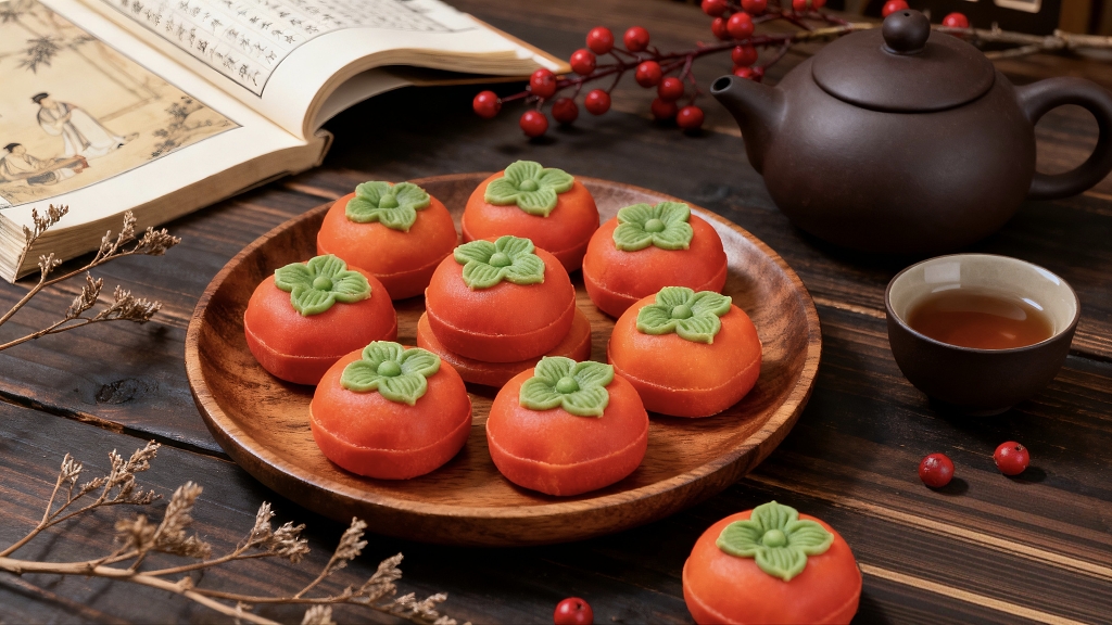柿子造型糕点美食美味甜品