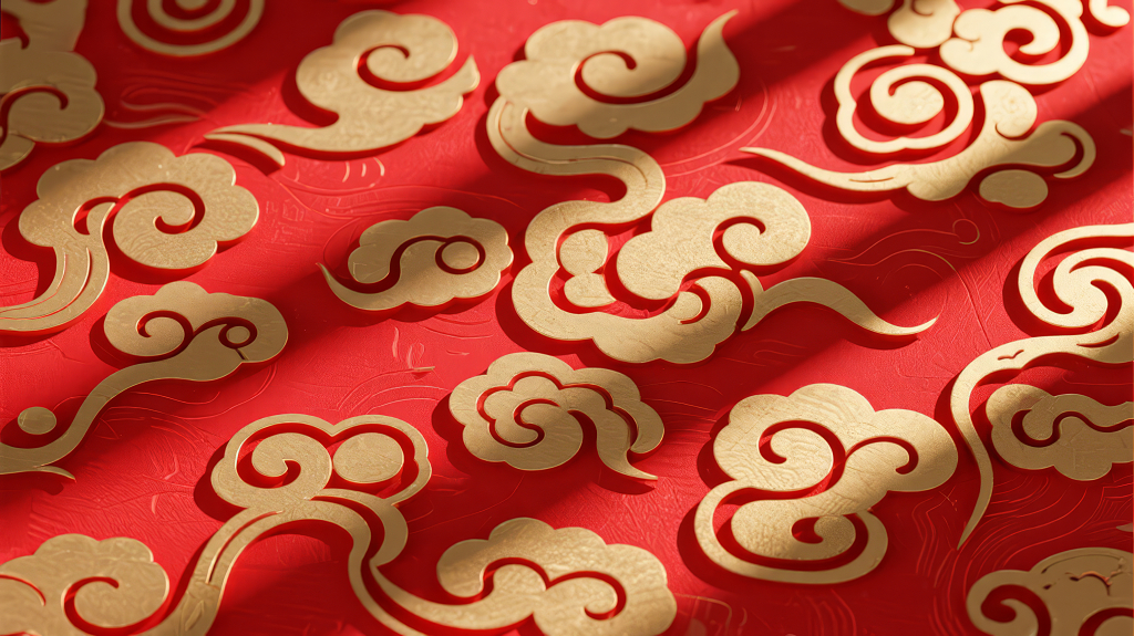 国庆节风祥云剪纸喜庆质感背景
