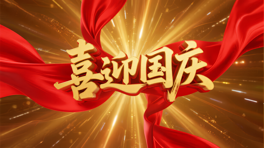 喜迎国庆红绸金色辉煌大气海报背景