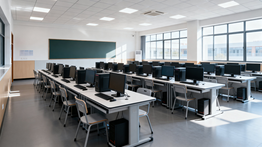 计算机教室电脑机房教室计算机电脑教学教育学习培训科技现代教育
