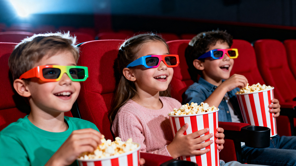 儿童时光影院欢乐观影乐趣电影休闲儿童影院体验3D观影影院爆米花