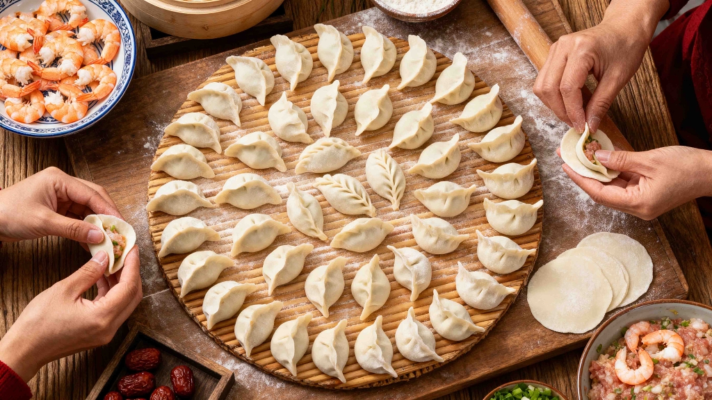 民俗美食饺子包饺子传统美食