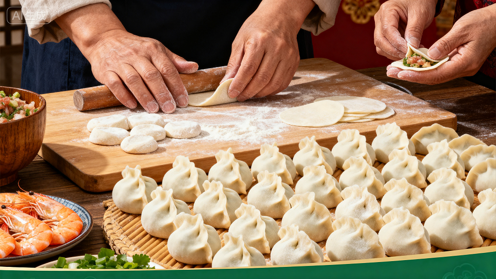 民俗美食包饺子饺子传统美食