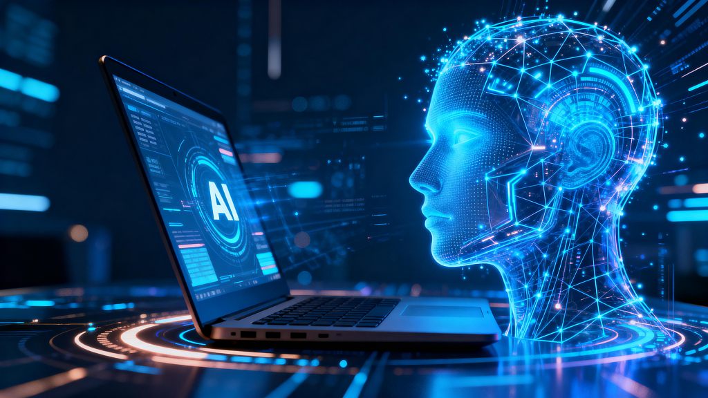 AI人工智能技术人工智能应用笔记本电脑AI界面科技感未来科技