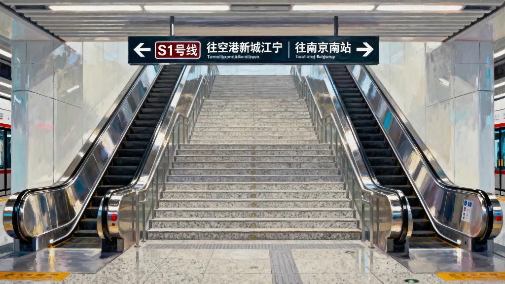南京地铁地铁S1号线地铁站自动扶梯地铁地铁标识南京南站空港新城
