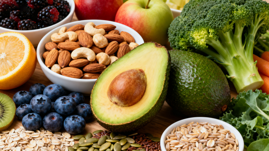 健康饮食营养食物蔬菜水果坚果牛油果蓝莓橙子健康食材有机食品