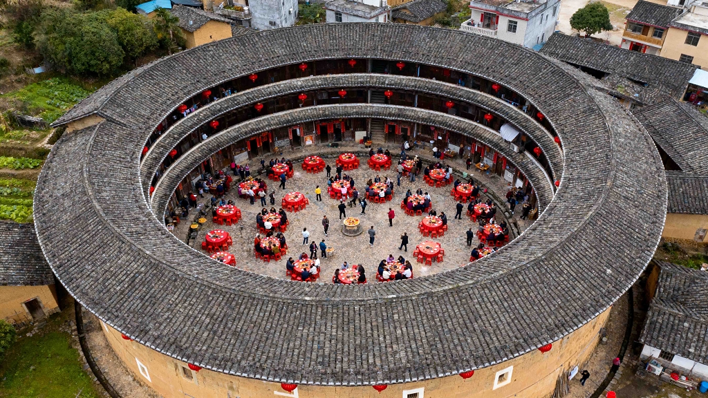 福建土楼圆形土楼航拍土楼