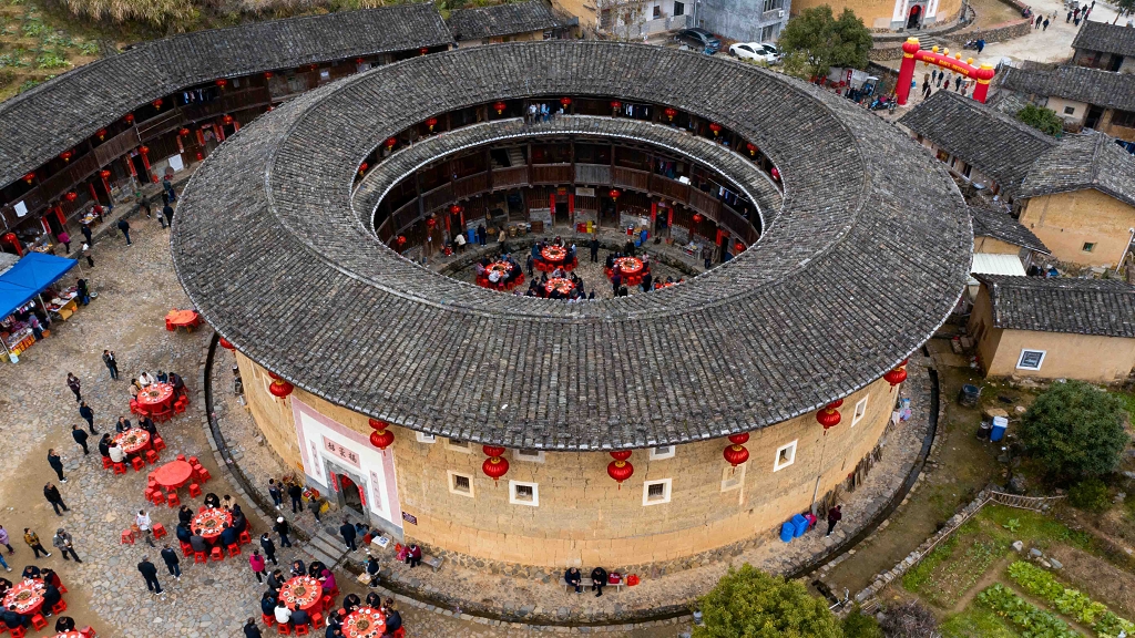 福建土楼圆形土楼航拍土楼