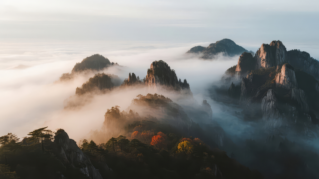 励志山峰云海仙境壮丽唯美意境背景