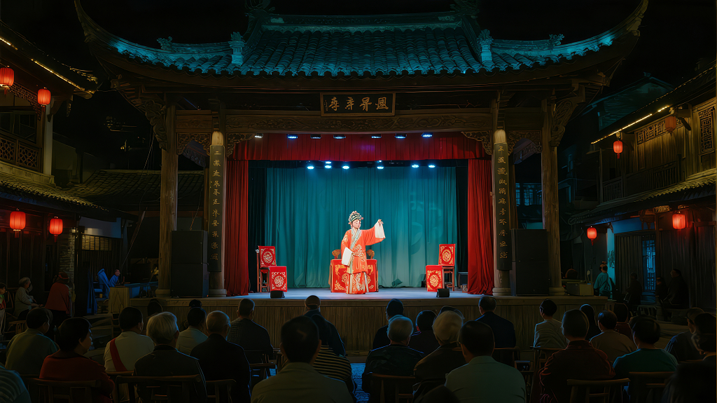 传统文化古戏台戏曲表演民俗背景