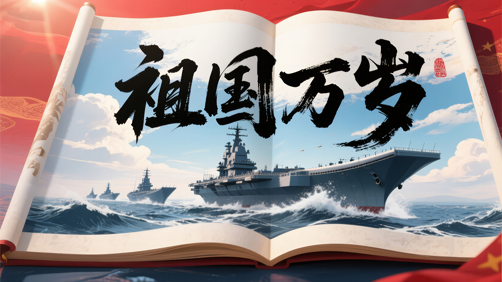 国庆节航母舰队爱国主义宣传海报背景