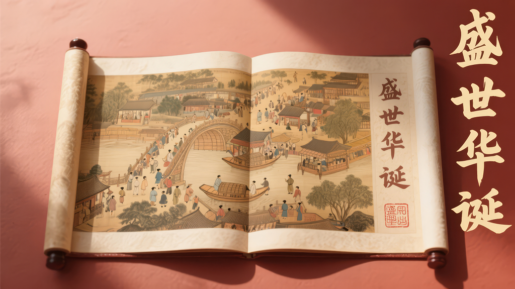 国庆节盛世华诞古风画卷历史背景图