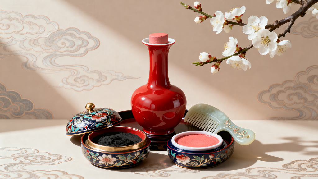 中国风传统美妆胭脂中式美学传统文化美妆艺术古典美妆道具