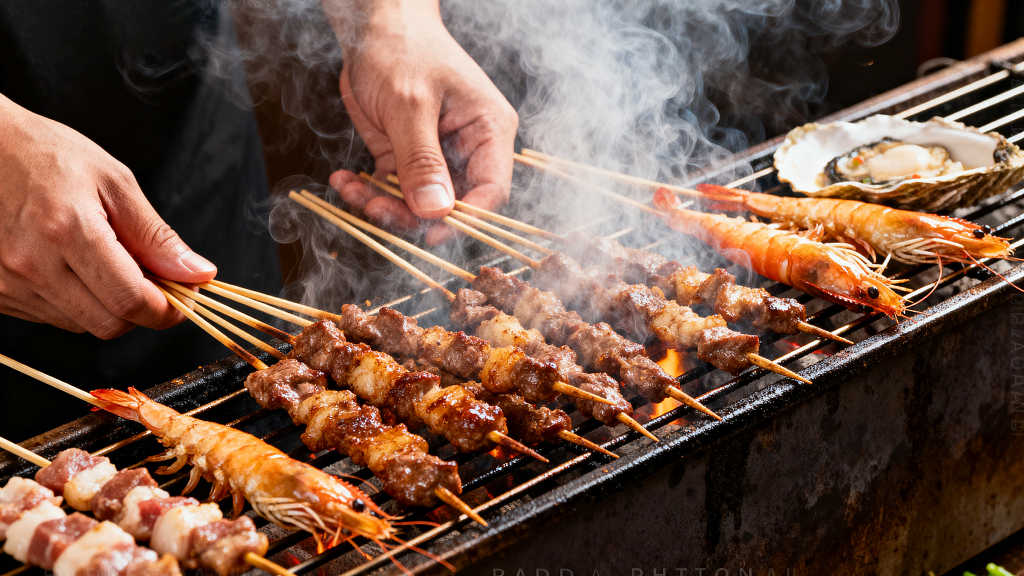 烧烤美食摄影烤串烤虾烤肉类