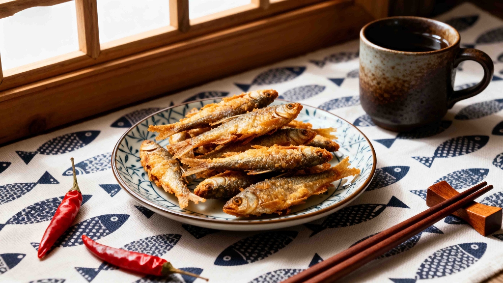 炸小鱼美食摄影