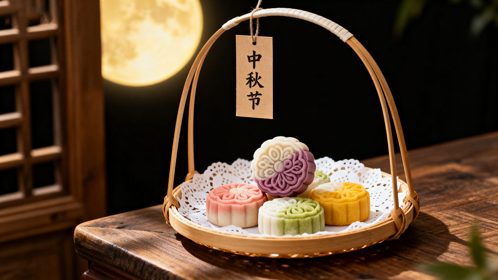 中秋中秋主题美食静物摄影平拍