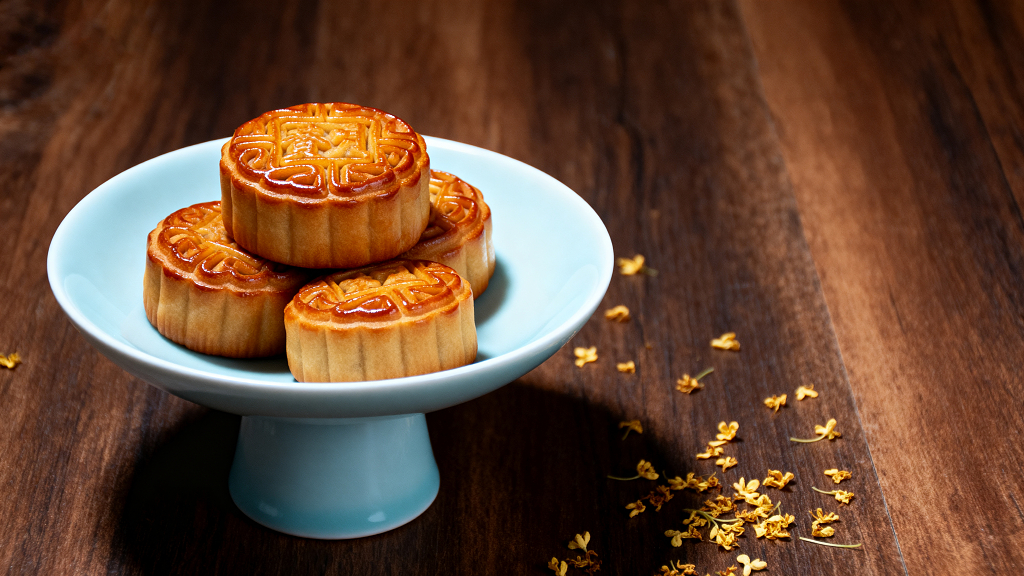 中秋美食静物摄影平拍角度