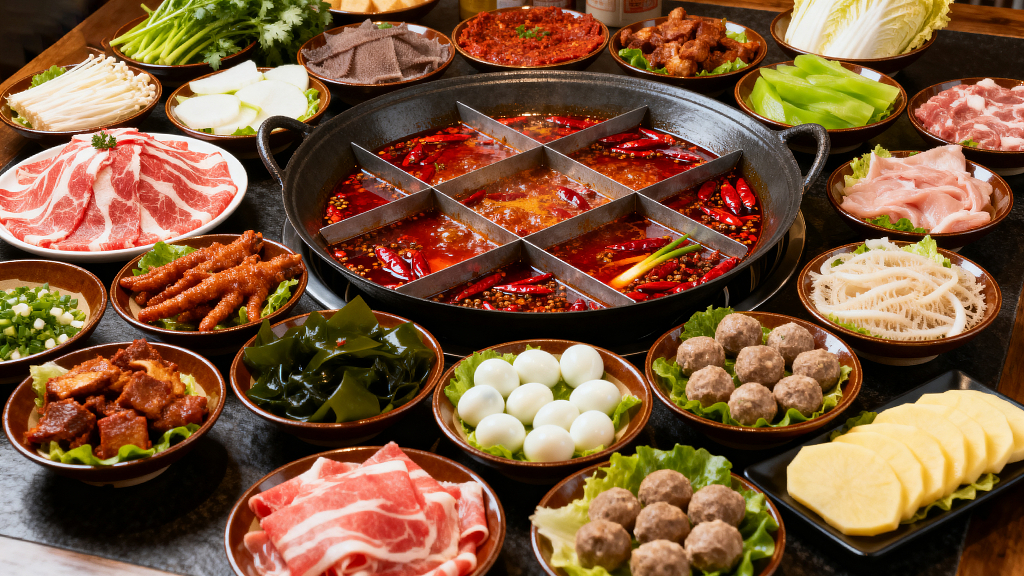 火锅九宫格火锅美食摄影