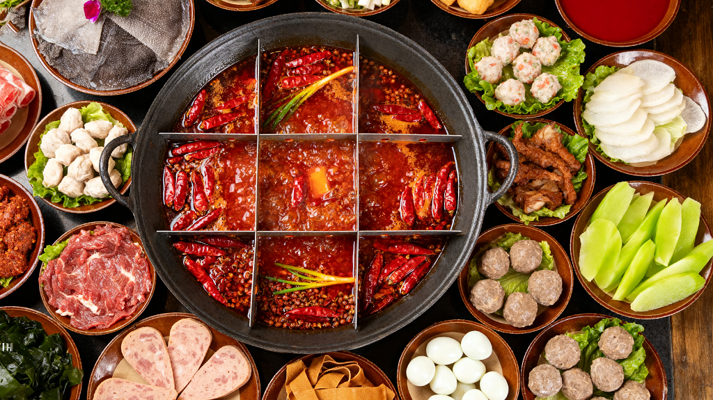 火锅九宫格火锅美食摄影