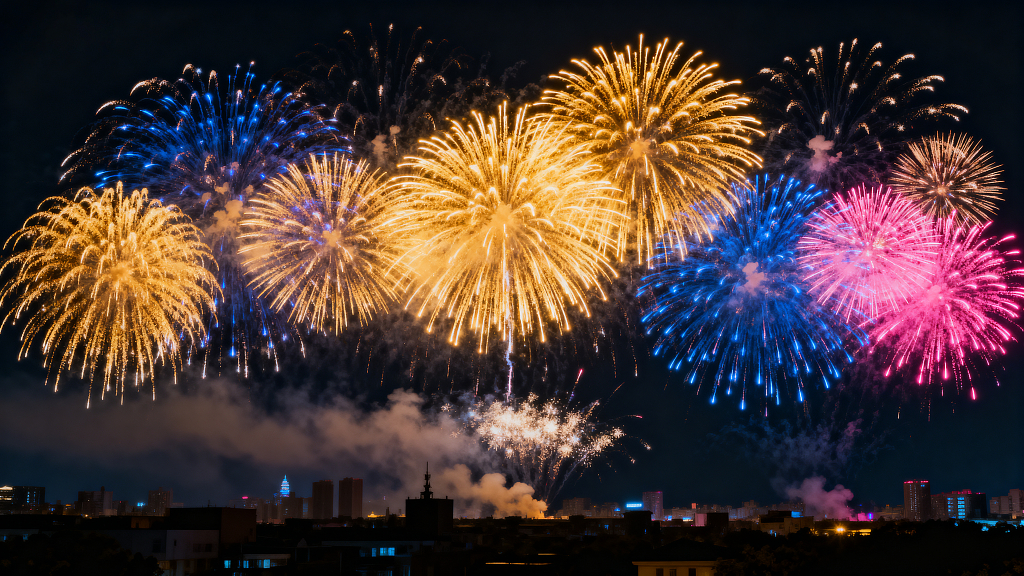 烟花夜景烟花摄影中秋国庆