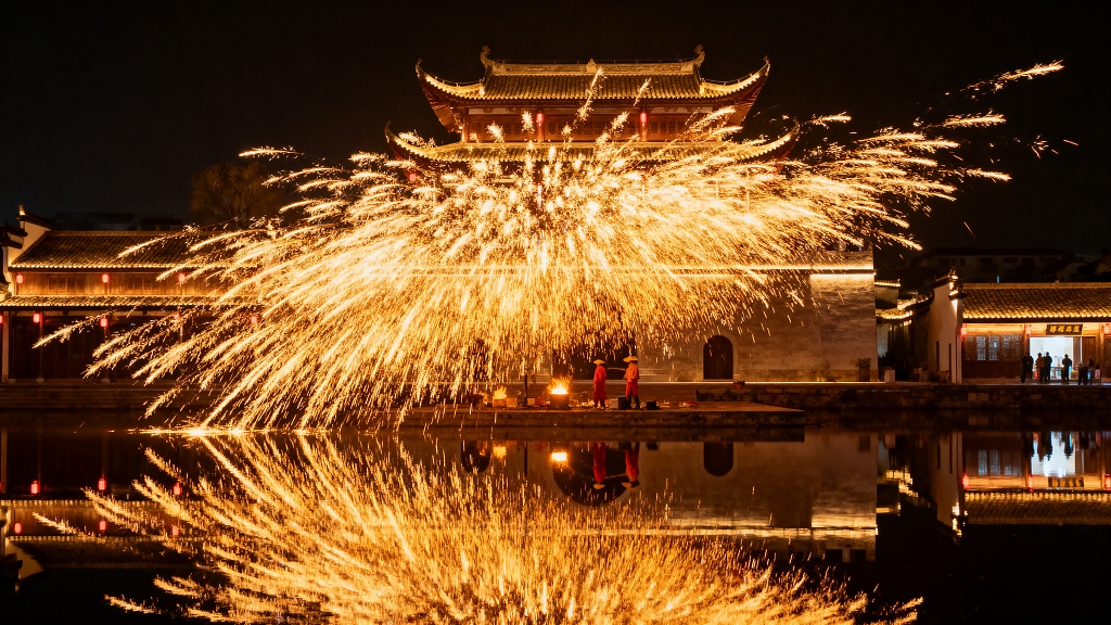 烟花民俗文化夜景烟花摄影