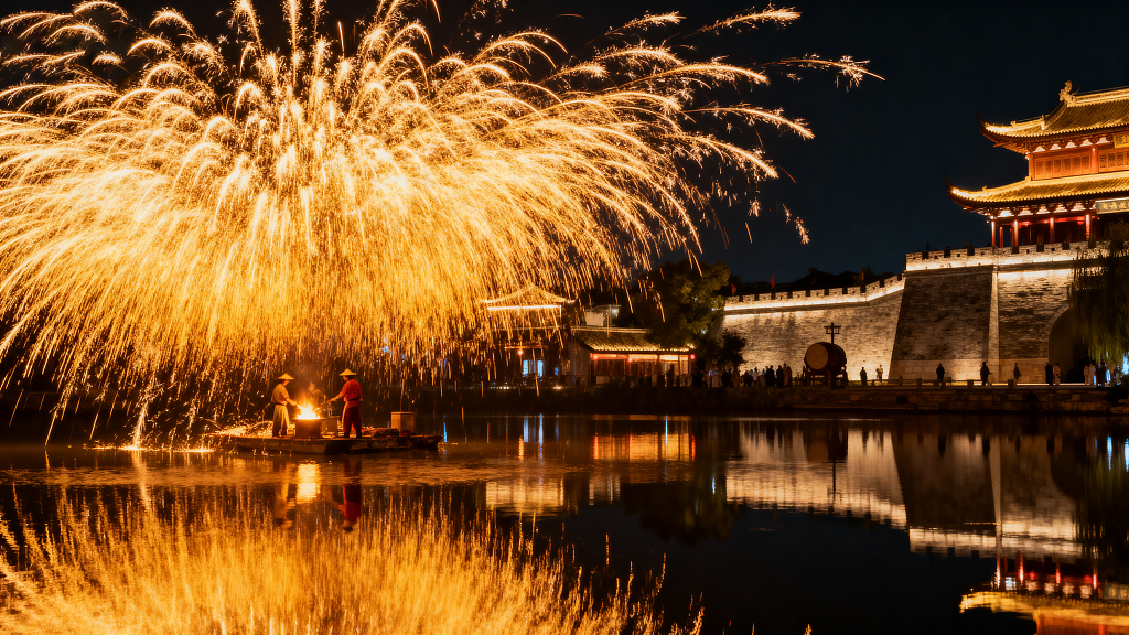 烟花民俗文化夜景烟花摄影