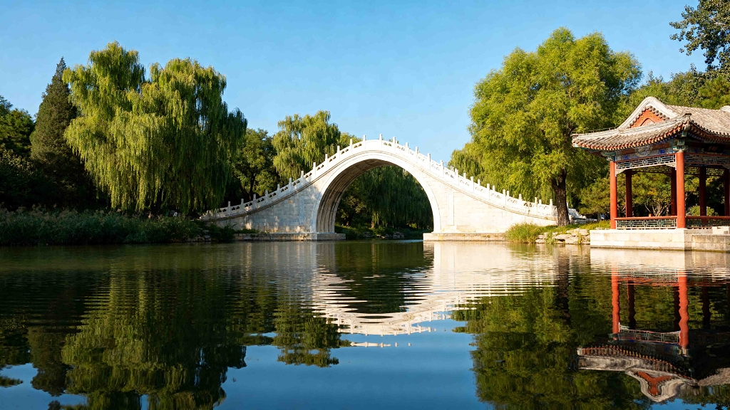 石桥湖面拱桥平静湖面