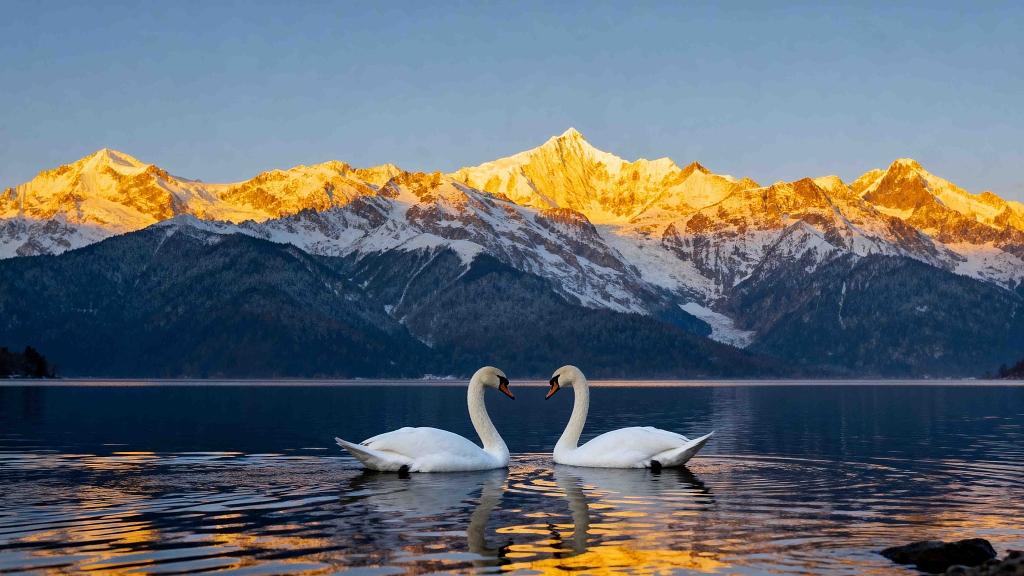 生态风光阿尔卑斯山湖泊