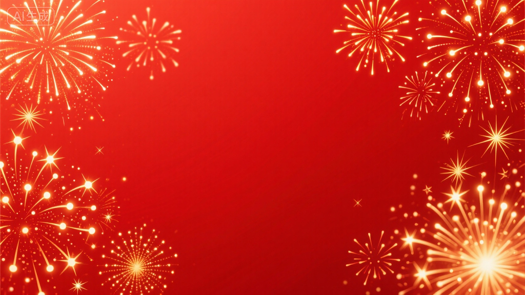 红色背景烟花金色烟花正红色