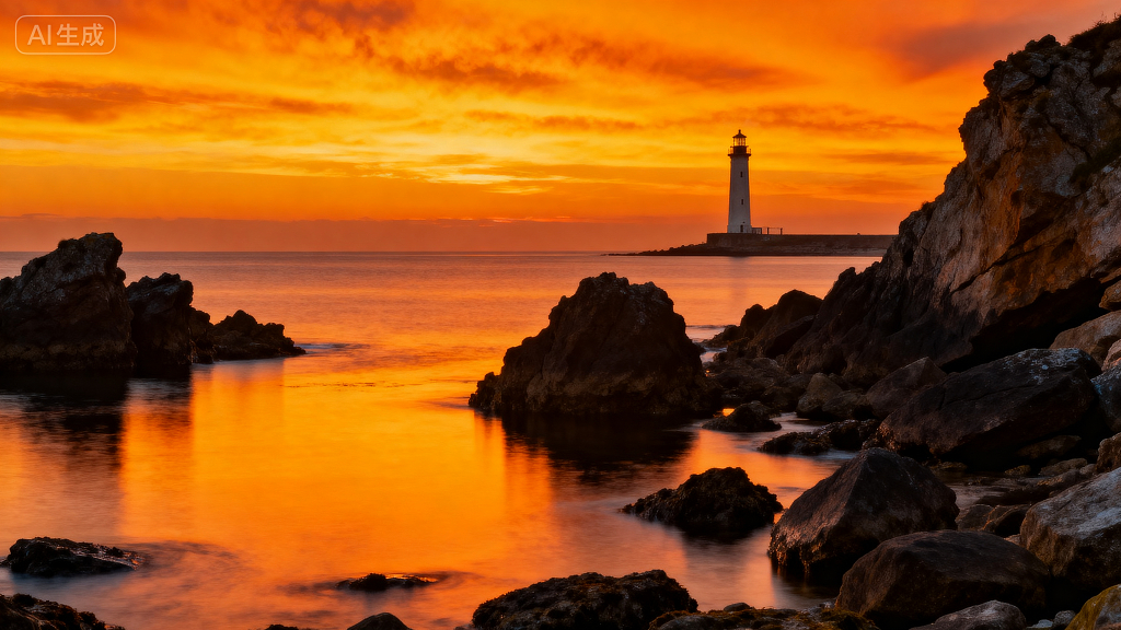 海岸灯塔风光摄影高清无水印