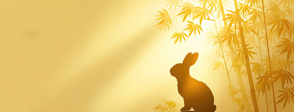 兔子竹子中秋节海报背景