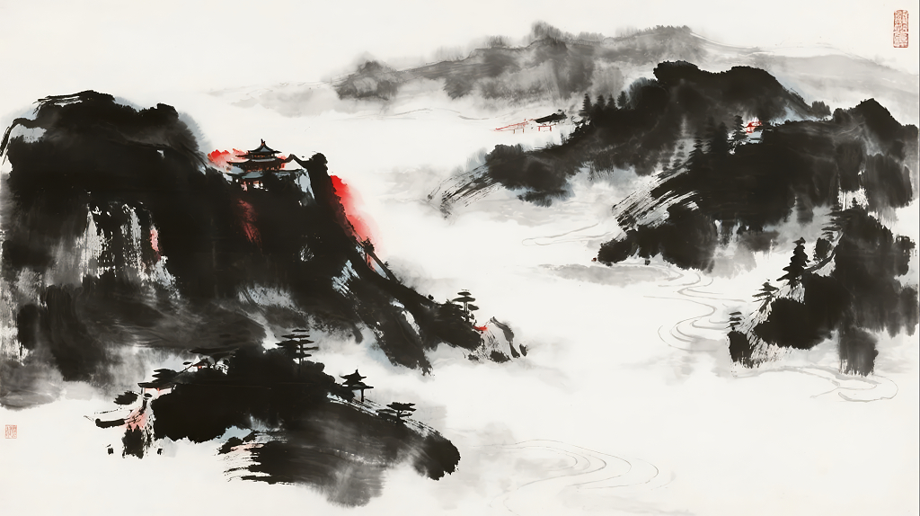 意境悠远的水墨山水画传统艺术