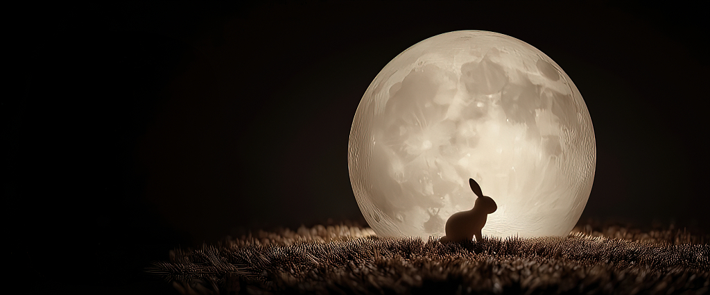 月亮下有一只兔子中秋节海报背景