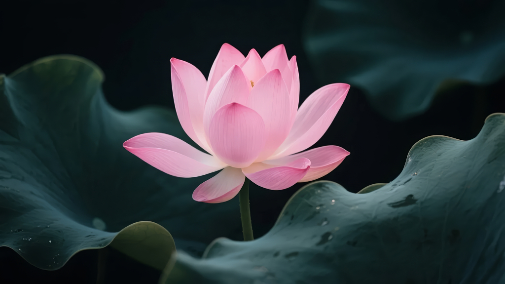 中秋节荷花绽放寓意高洁团圆的禅意图