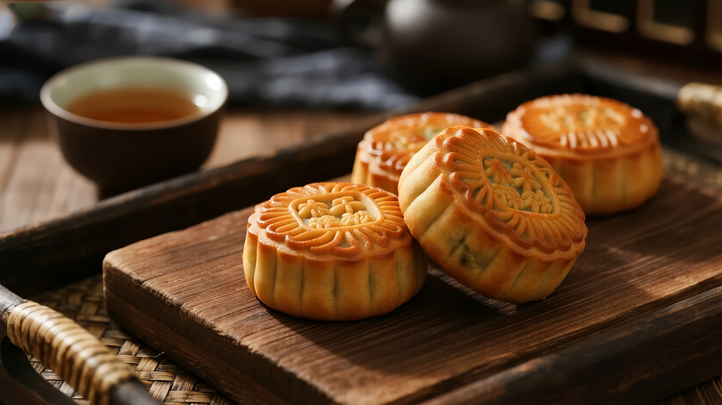 中秋佳节阖家团圆品尝月饼的温馨一刻