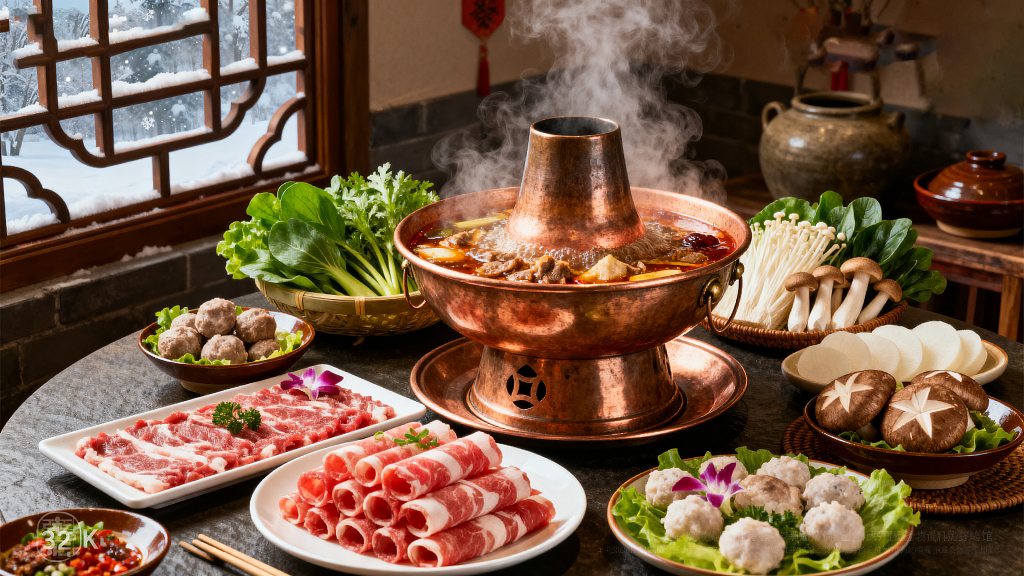 冬日铜锅涮肉高清