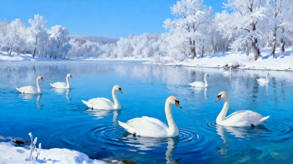 冬日天鹅湖高清