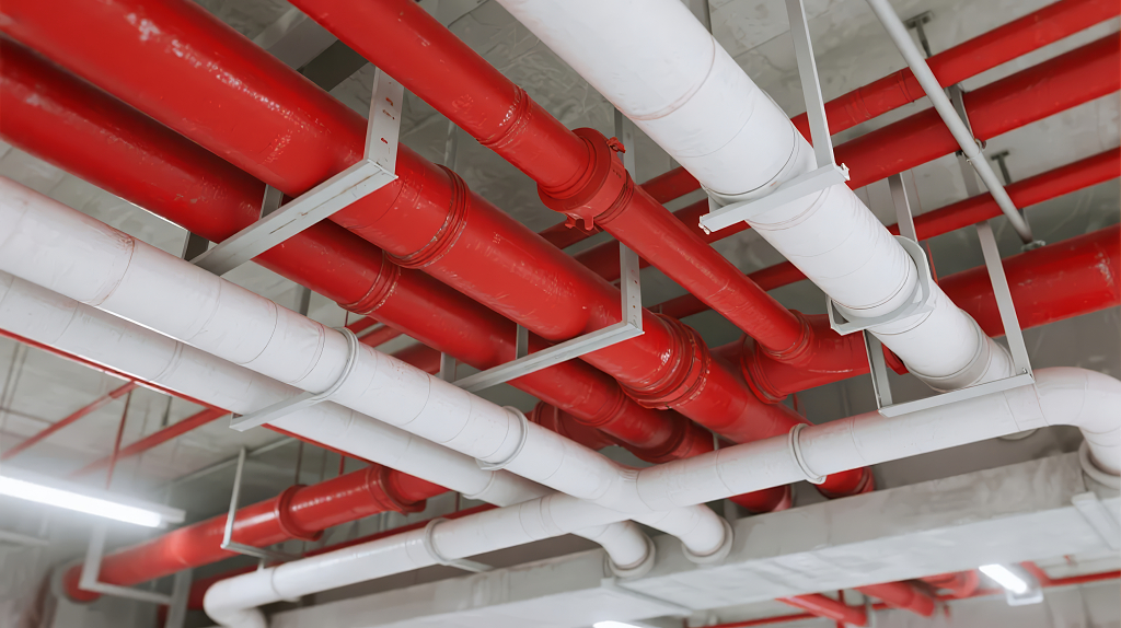 国庆假期注意安全的工业厂房消防管道