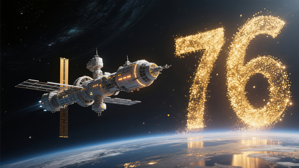 国庆76周年航天成就辉煌太空背景