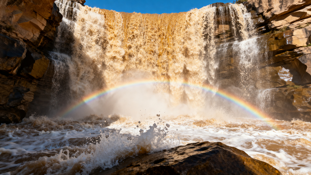 壶口瀑布高清广角镜头瀑布