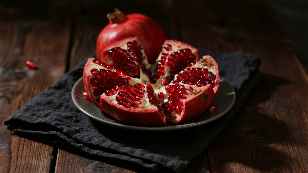 中秋国庆节阖家团圆品尝的红宝石石榴