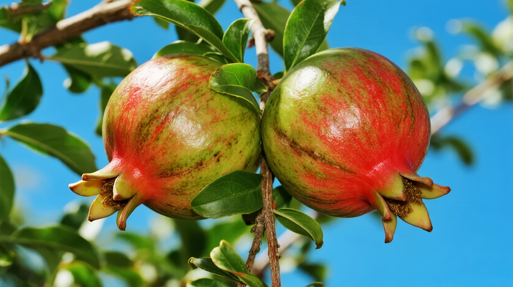 中秋国庆节挂在枝头即将丰收的石榴果实