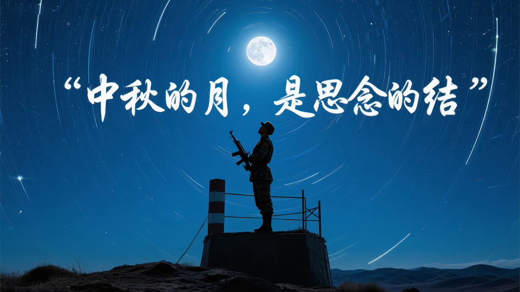 中秋节军人月下站岗思乡海报背景
