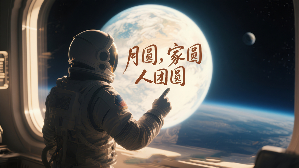 中秋节宇航员太空望乡思念团圆背景