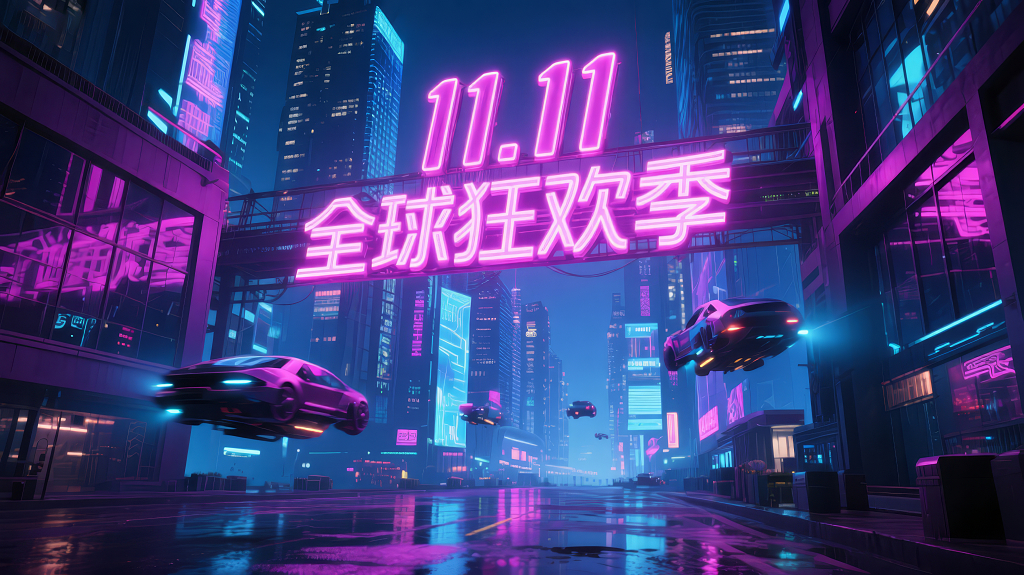 双十一赛博朋克未来科技感海报背景