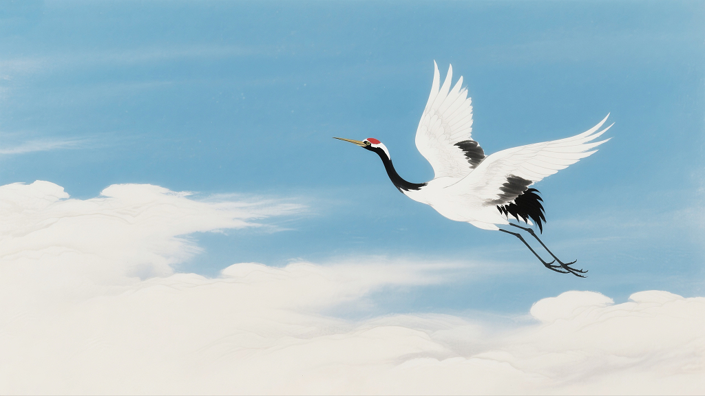 仙鹤蓝天白鹤展翅仙鹤晴空